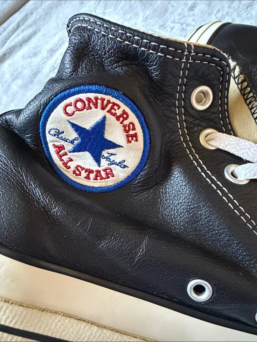 Converse Chuck Taylor All Star Leather High Top Black & White Sneakers - Picture 4 of 10